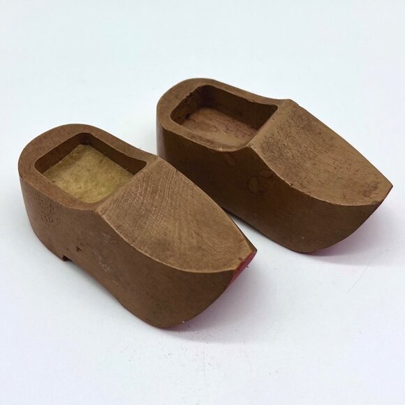 Vintage Mini Wooden Dutch Clogs Souvenir Red Bottom Pair - Picture 2 of 10